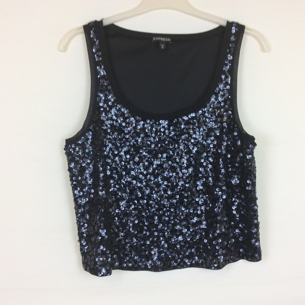 Express Women's Black Sequin Top